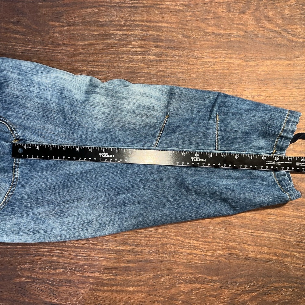 Vintage Y2K Faded Glory Womens Baggy Cargo Capri Blue Jean Embroidered Size 16W - Picture 10 of 10